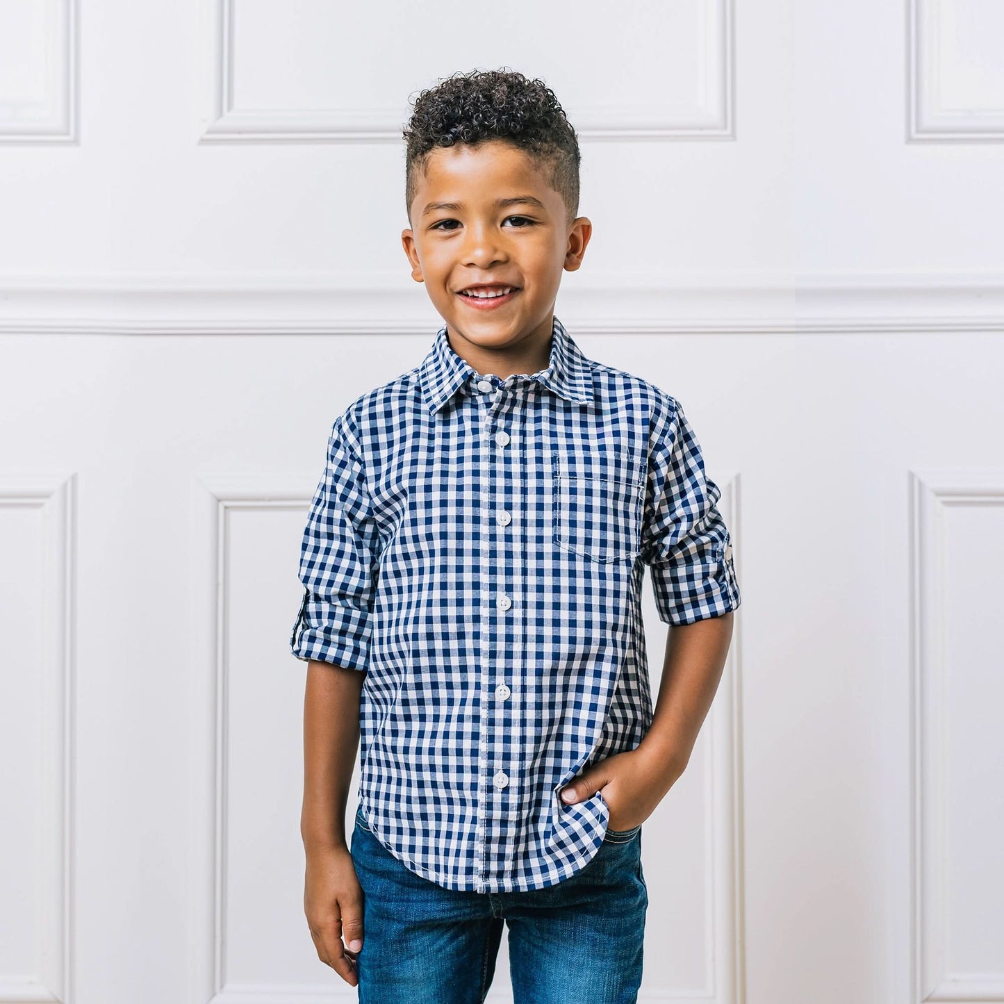 Stretch Poplin Roll-Up Shirt - Baby