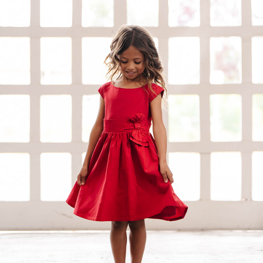 Cap Sleeve Party Dress with Bow Sash