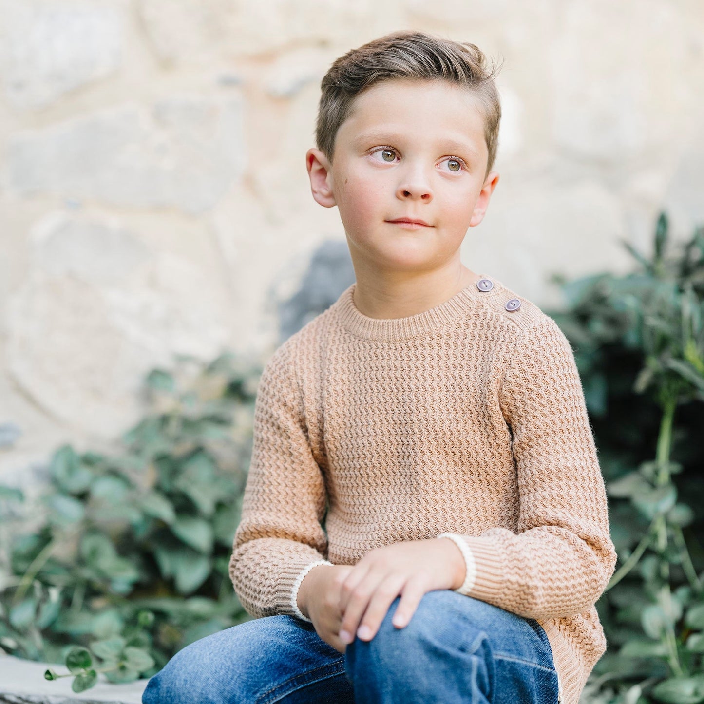 Crewneck Sweater with Buttons