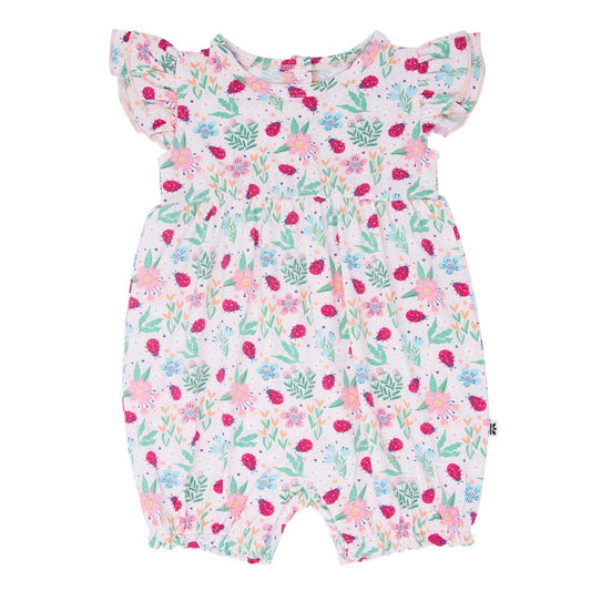 Ladybug Flower Garden Ruffle Romper