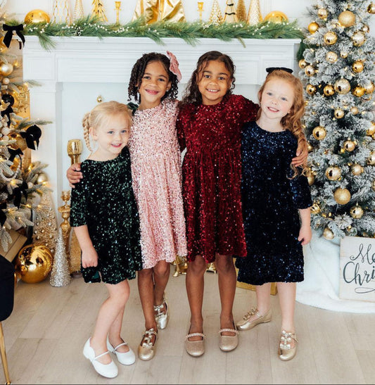 Hunter Green Velvet Sequin Dress