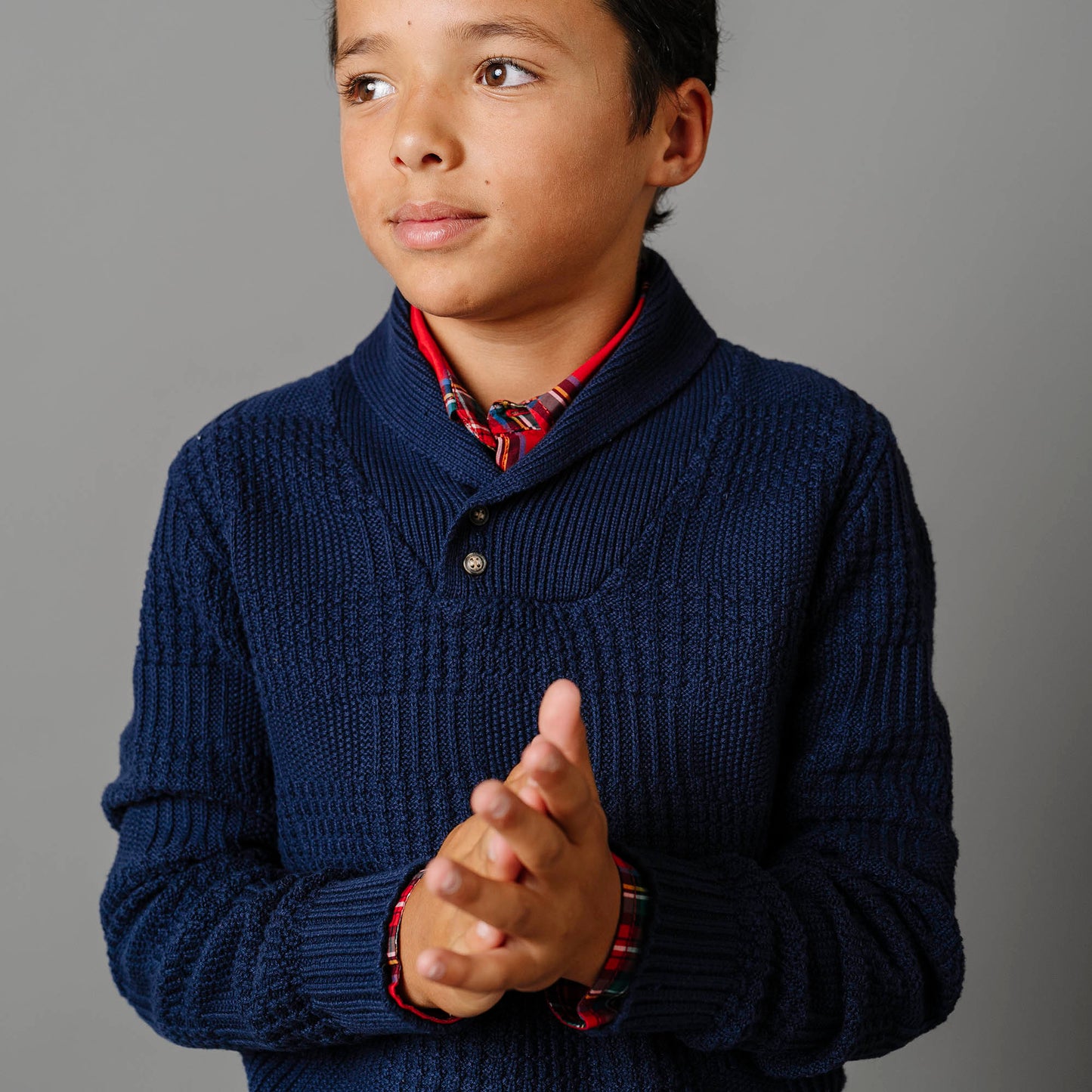Textured Shawl Collar Sweater