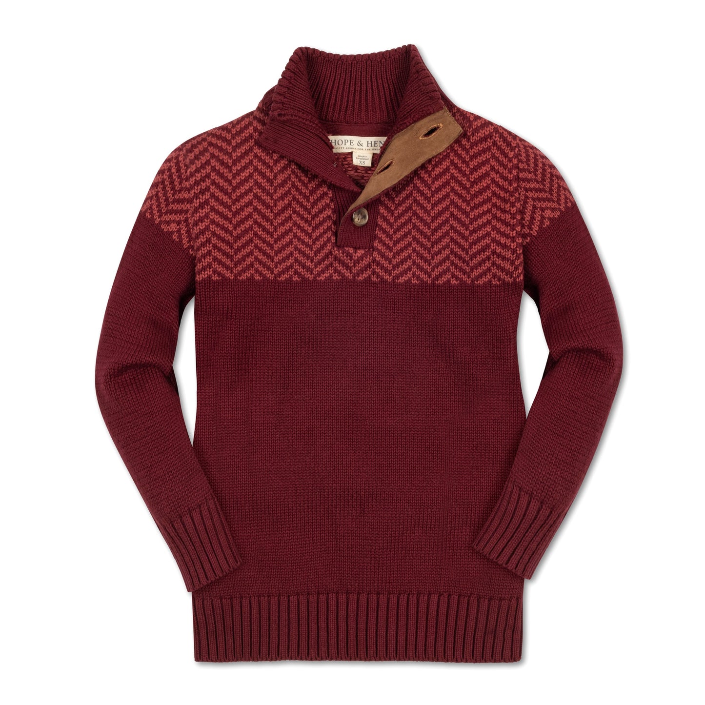 Intarsia Yoke Mock Neck Sweater