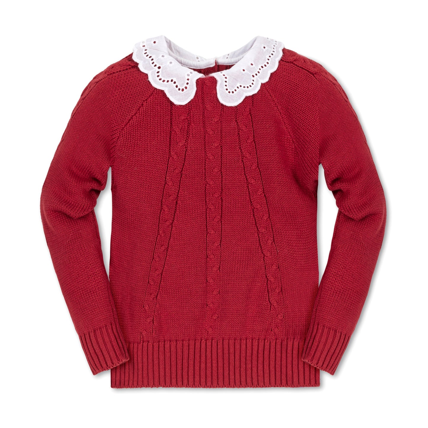 Eyelet Collar Cable Sweater - Baby