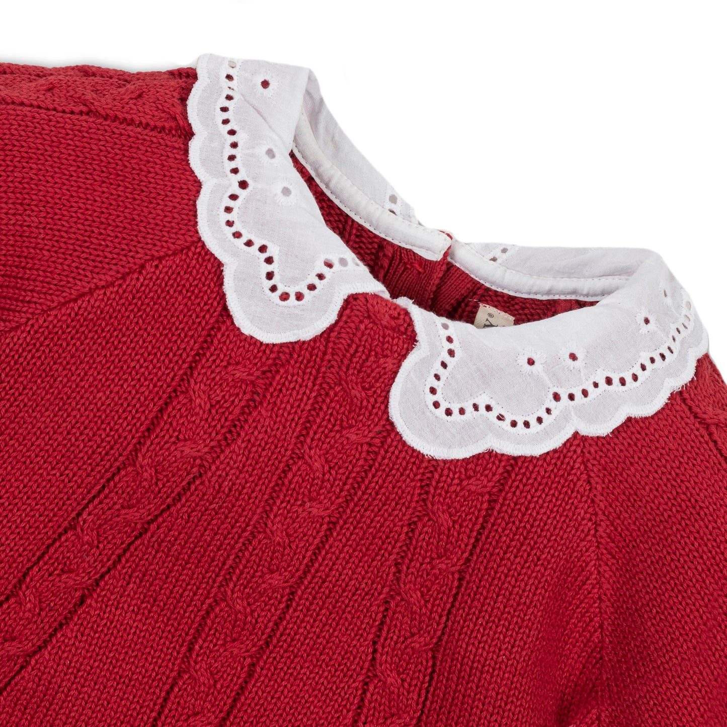 Eyelet Collar Cable Sweater - Baby
