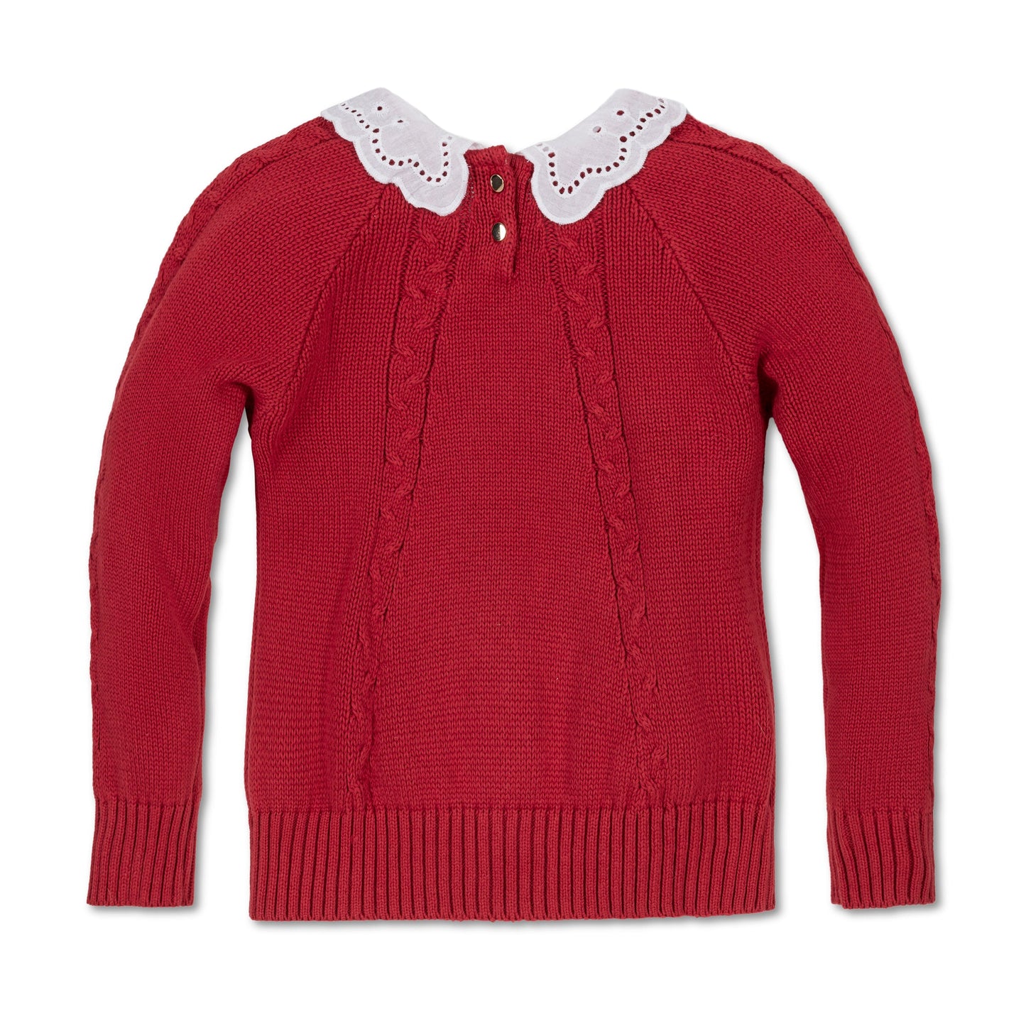 Eyelet Collar Cable Sweater - Baby