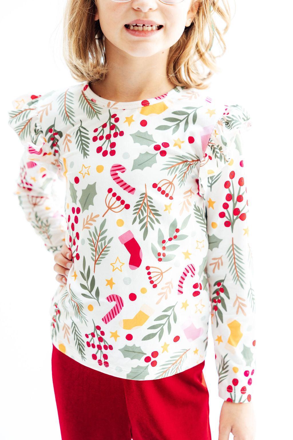 Holly Jolly Christmas L/S Ruffle Tee