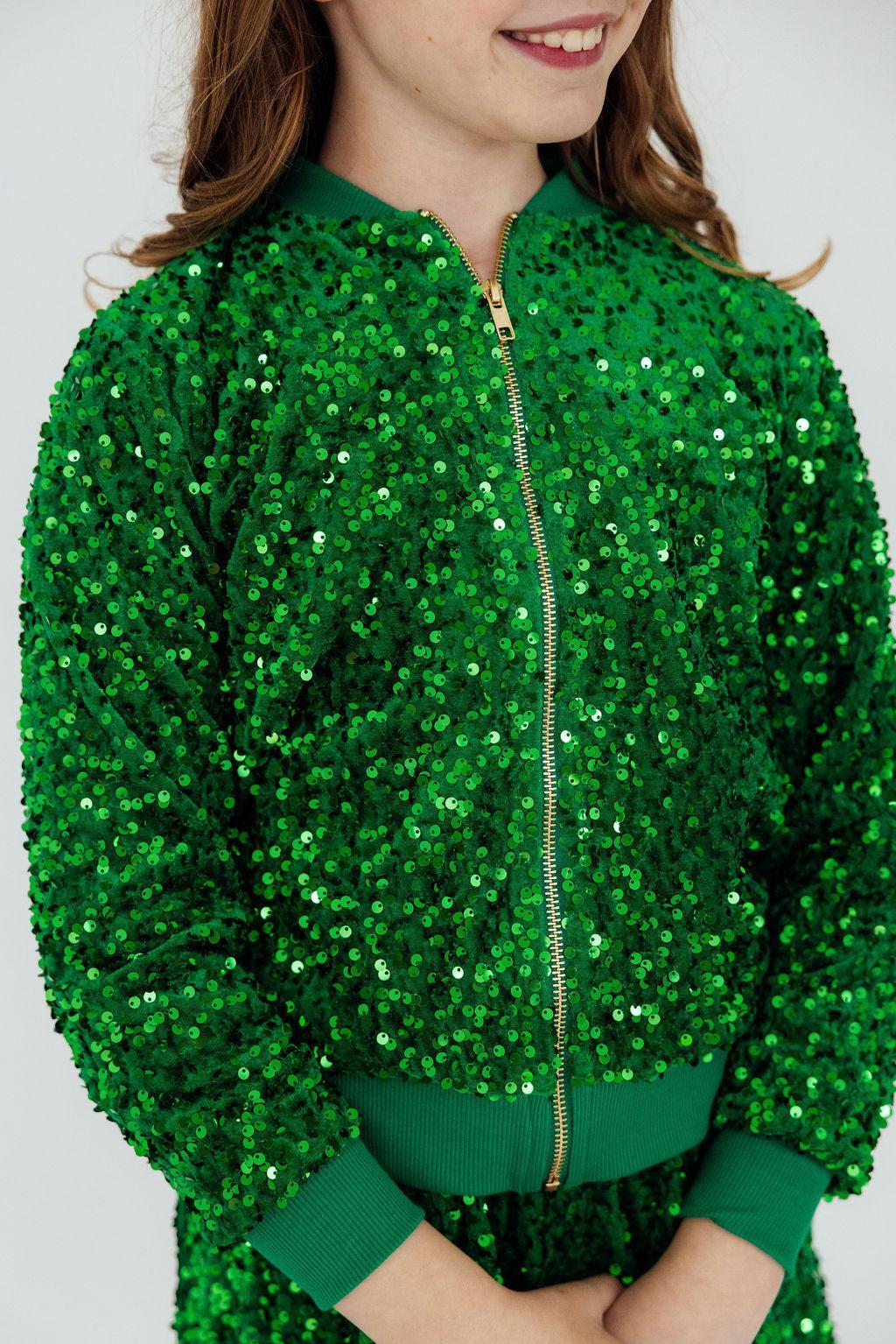 Kelly Green Velvet Sequin Jacket