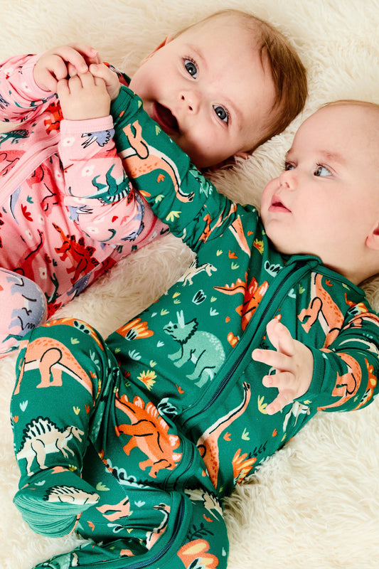 Soft & Stretchy Zipper Footie - Dinosaur Jungle