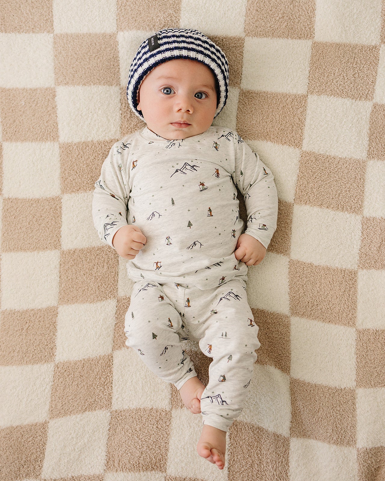 Navy & White Stripe Chunky Knit Beanie
