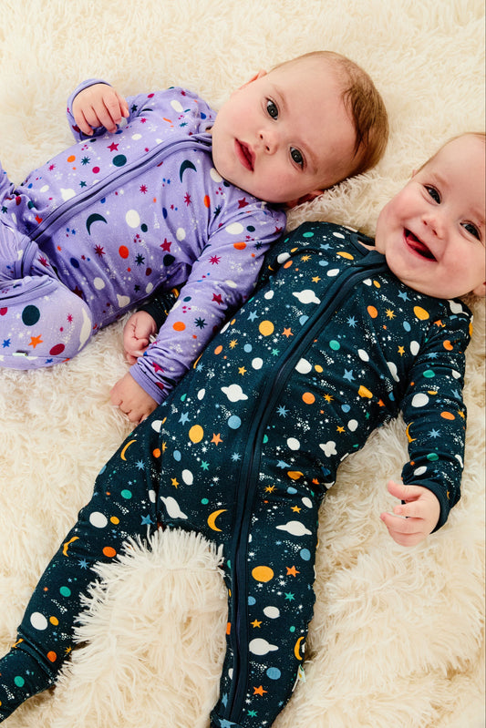 Soft & Stretchy Zipper Footie - Luna Lavender