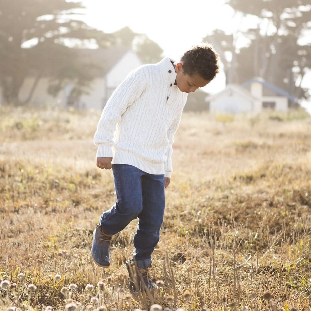 Mock Neck Cable Sweater with Buttons - Baby